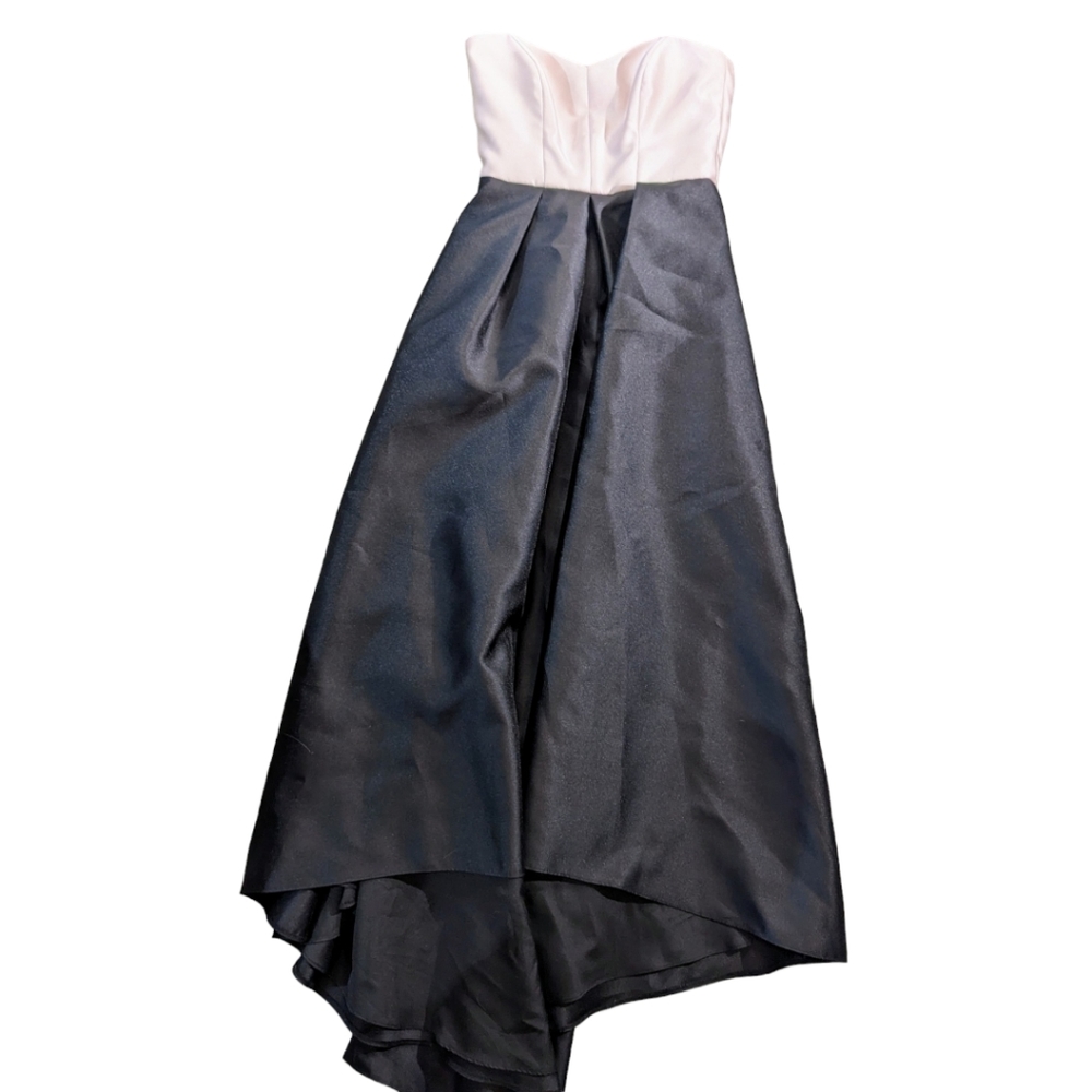 Alfred Sung Strapless High/Low Ballgown 4 Pink & Black D699BH